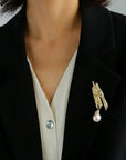 Landscape Lava Series Large Baroque Pearl Brooch
