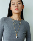 Baroque Pearl Multi-Charm Chain Necklace