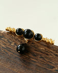 Black Onyx Brooch – Black & Gold Statement Design - floysun