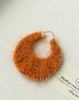 Colorful Gradient Yarn Woven Hoop Earrings Ginger yellow A pair