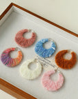 Colorful Gradient Yarn Woven Hoop Earrings