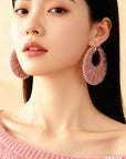 Colorful Gradient Yarn Woven Hoop Earrings