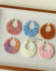 Colorful Gradient Yarn Woven Hoop Earrings