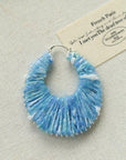 Colorful Gradient Yarn Woven Hoop Earrings Sky blue A pair