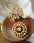 Crystal Cross Brooch & Sunflower Pearl Brooch - floysun