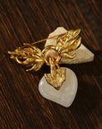 Crystal Heart Flame Wing Brooch - floysun