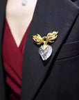 Crystal Heart Flame Wing Brooch - floysun