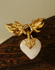 Crystal Heart Flame Wing Brooch - floysun