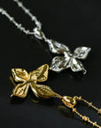 French Luxe Brushed Metal Butterfly Necklace