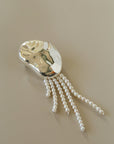 Minimalist Geometric Pearl & Agate Tassel Brooch - floysun