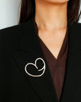 Simple Personality Line Heart Shaped Brooch - floysun