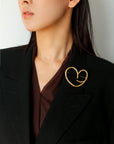 Simple Personality Line Heart Shaped Brooch - floysun