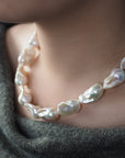 18-23mm White Iridescent Large Baroque Pearl Necklace