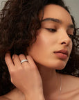 Moissanite Half Tennis Band Ring White Gold Silver