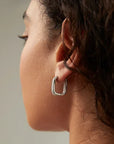 Moissanite Tennis U Hoop Earrings White Gold Silver