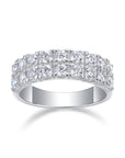 Moissanite Half Tennis Band Ring White Gold Silver