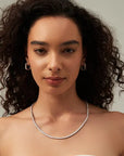Moissanite Tennis U Hoop Earrings White Gold Silver