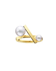 5-5.5mm & 7-7.5mm Twin Pearl Cross Balance Ring