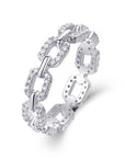 Anchor Chain Moissanite Stacking Ring White Gold Silver