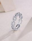 Anchor Chain Moissanite Stacking Ring White Gold Silver