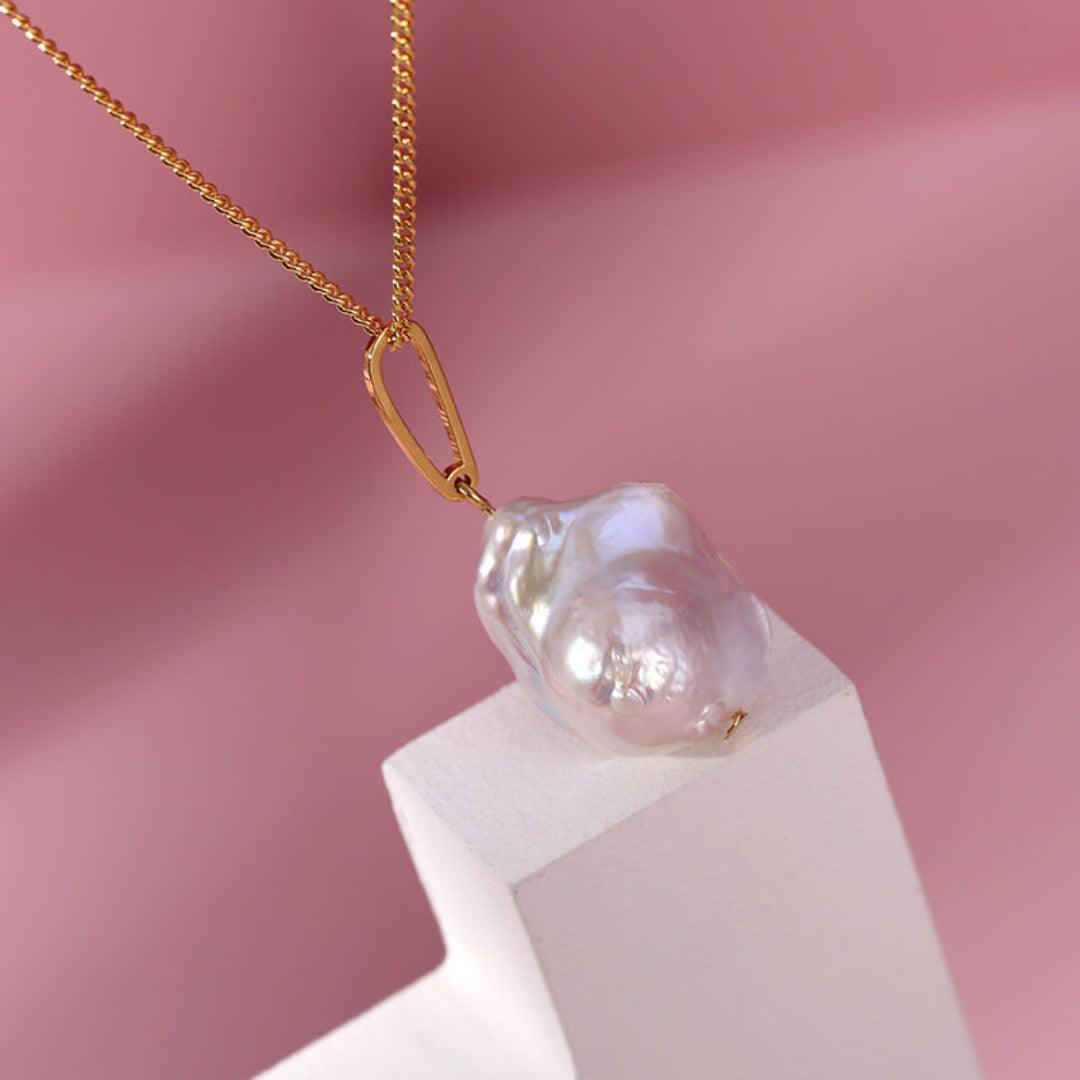 Baroque Pearl Pendant Long Necklace -8