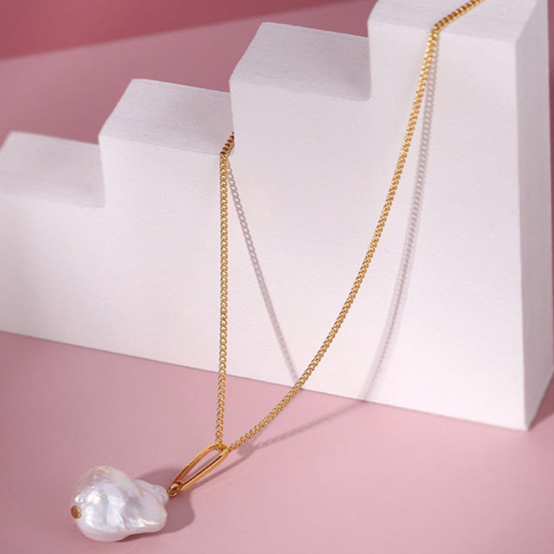 Baroque Pearl Pendant Long Necklace -9