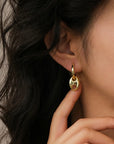 Chained Anchor Moissanite Hoop Earrings