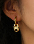 Chained Anchor Moissanite Hoop Earrings