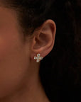 Cross Moissanite Stud Earrings