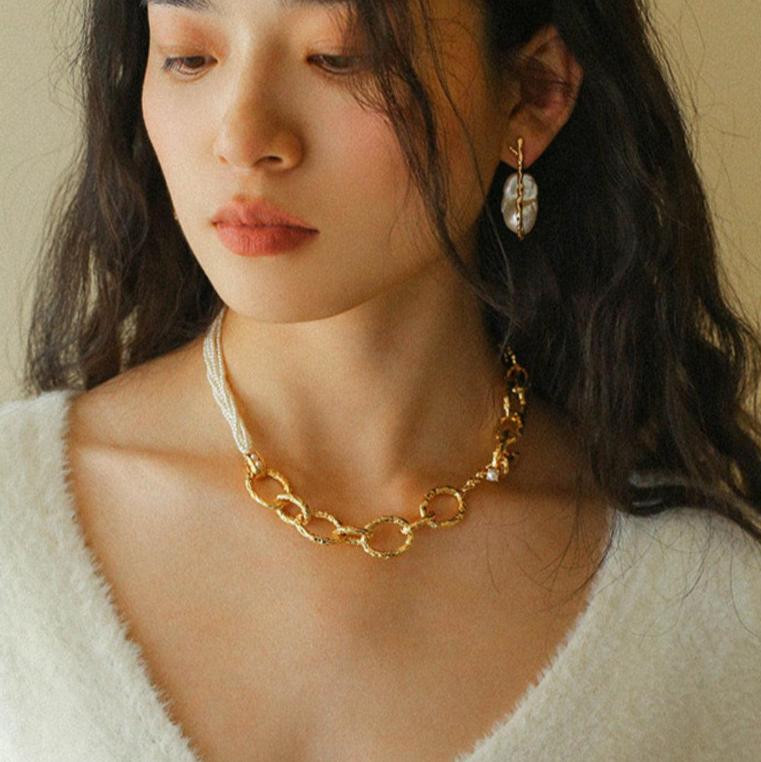 Golden Bough Natural Baroque Pearl Earrings -5