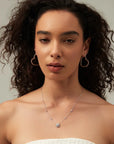 Halo Moissanite Pendant Necklace White Gold Silver