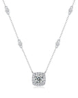 Halo Moissanite Pendant Necklace White Gold Silver