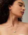 Halo Moissanite Pendant Necklace White Gold Silver