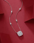 Halo Moissanite Pendant Necklace White Gold Silver