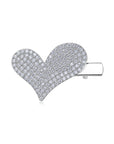Heart Moissanite Tennis Hair Clip White Gold Silver