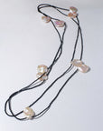 Large Petal Baroque Pearl Black Spinel Necklace-Gembea Jewelry
