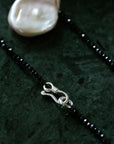 Large Petal Baroque Pearl Black Spinel Necklace - 10