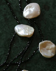 Large Petal Baroque Pearl Black Spinel Necklace - 3