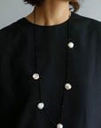 Large Petal Baroque Pearl Black Spinel Necklace - 5