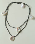 Large Petal Baroque Pearl Black Spinel Necklace - 6