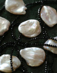 Large Petal Baroque Pearl Black Spinel Necklace - 8