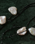 Large Petal Baroque Pearl Black Spinel Necklace - 9