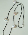 Large Petal Baroque Pearl Black Spinel Necklace