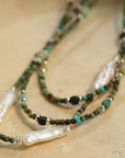 Long Turquoise Baroque Pearl Beaded Necklace -10