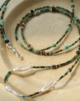 Long Turquoise Baroque Pearl Beaded Necklace -3
