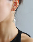 Metal Circle Baroque Pearl Drop Earrings -10
