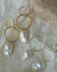 Metal Circle Baroque Pearl Drop Earrings -11