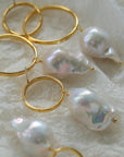 Metal Circle Baroque Pearl Drop Earrings -12