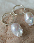 Metal Circle Baroque Pearl Drop Earrings -45