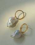 Metal Circle Baroque Pearl Drop Earrings -4